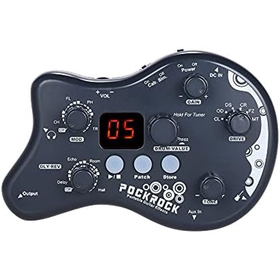 Guitar Pedal Multi Effects Guitar Pedal Guitar Delay Pedal Guitar Loop Pedal Portable Multi-effects Processor Effect Pedal 15 Effect Types 40 Drum Rhythms Tuning Function - Grey$$Music