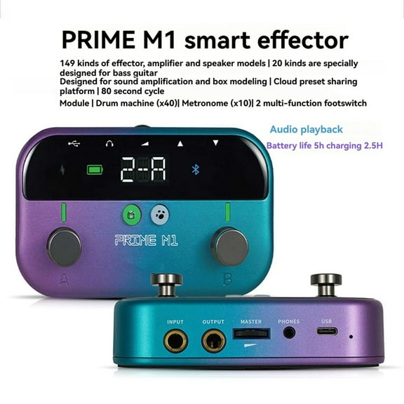 Guitar Pedal for PRIMES1 M1 Effectors with 149 Effects Drum Machine Tuner Support Bluetooth Built-in Battery