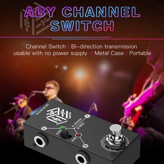 Guitar Pedals ABY Box Line Selector AB Switch Mini Effect Pedal Bidirectional Transmission Metal Casing Anti-slip Support A/B or A and B Modes