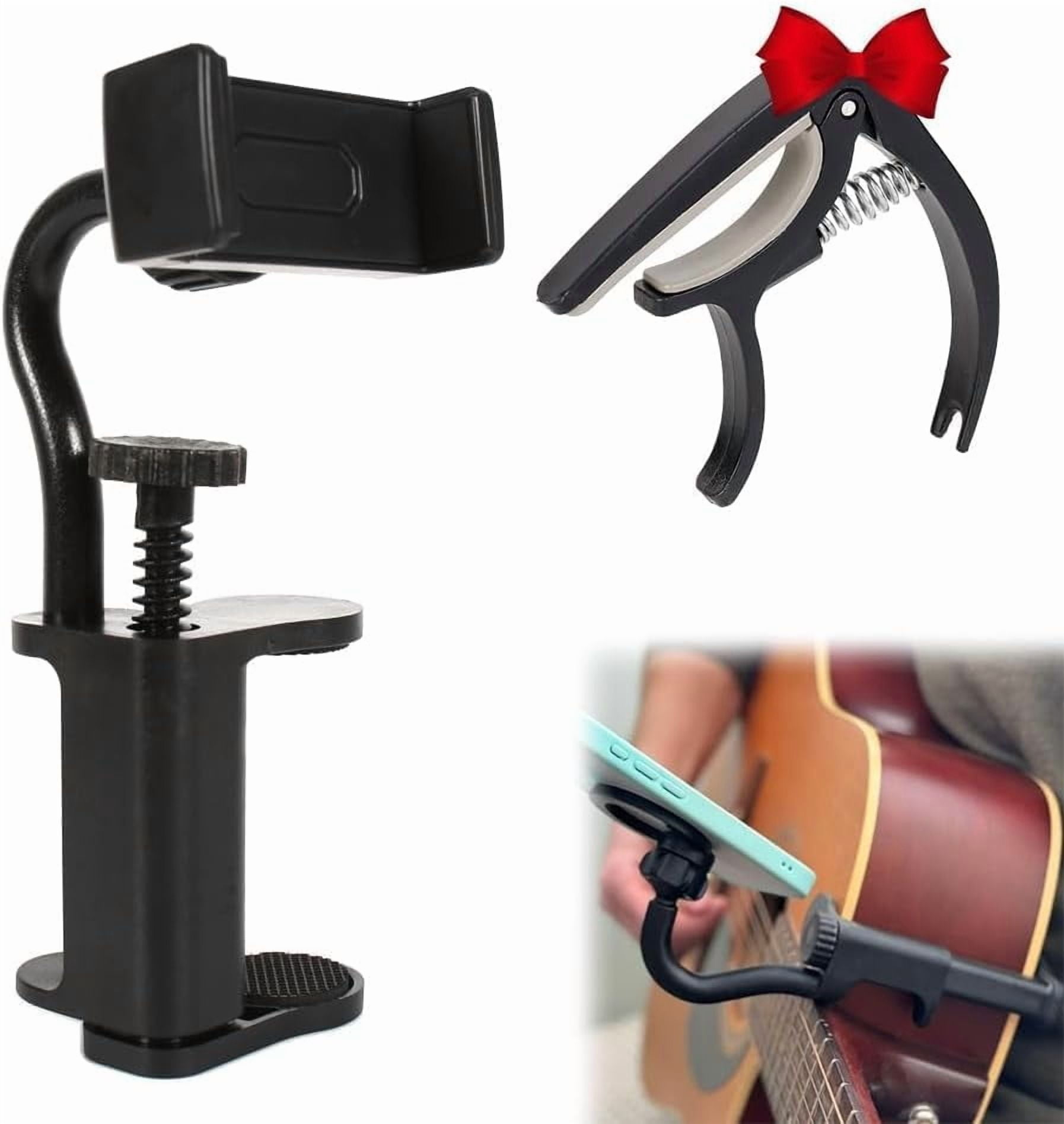 Guitar Phone Holder, 2025 Upgraded Portable Guitar or Ukulele Magnetic Phone Holder, 360°Adjustable Guitars or Ukulele Phone Mount