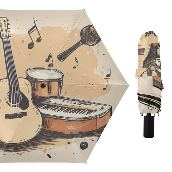 Guitar Piano Marimba Drum Compact Sun Umbrella Windproof Travel Umbrellas for Rain Strong Portable UV Protection