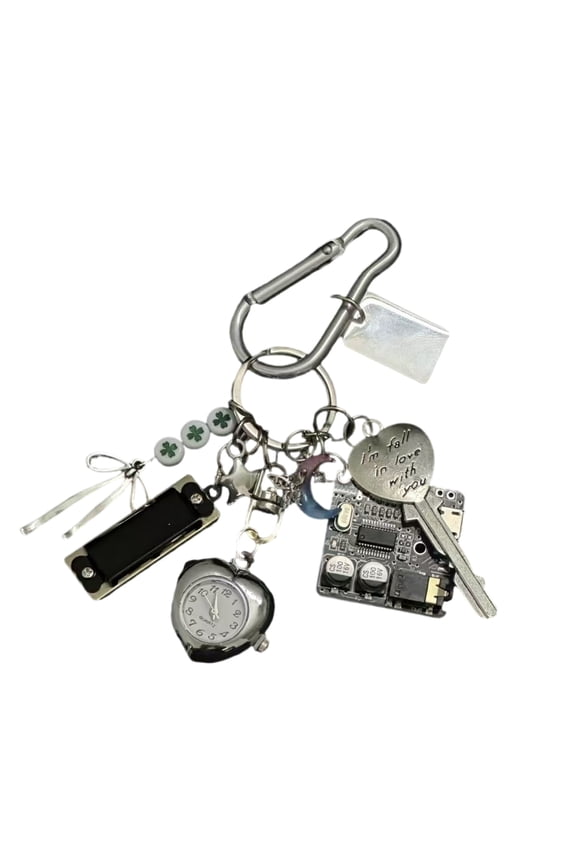 Guitar Pick Bag Pendant Bag Charm Pocket Watch Keyring Key Accessory Alloy Texture for Fashion Women and Girls Present