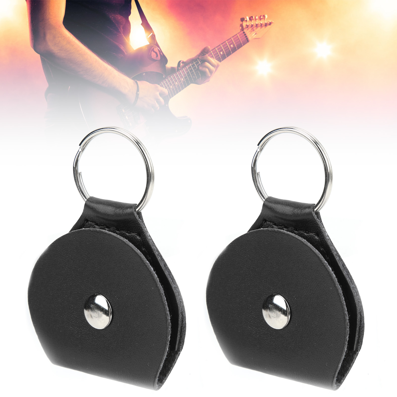 Guitar Pick Bag, Picks Storage Bag Soft Durable PU Metal Snap Buckle