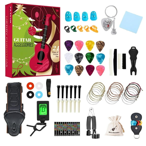 Guitar Pick Blind Box Christmas Advent Calendar 2025 Guitar Player Christmas Countdown Calendar with 22 Picks and Pick Holder Bass Ukulele