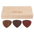 thumbnail image 1 of Guitar Pick Case Storage Holder Wooden Box Gift with 3pcs Picks Instrument Accessory, 1 of 8
