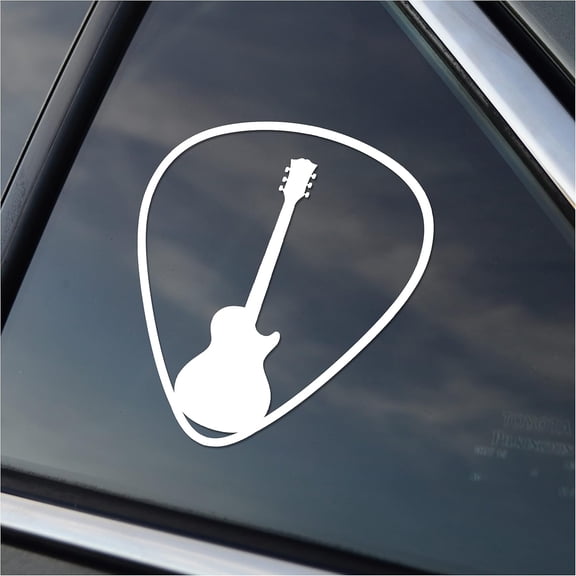Guitar Pick Decal Les Paul Vinyl Car Window Decal Sticker White