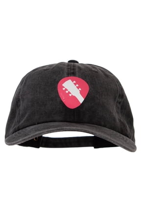 Guitar Pick Heat Transfer Unstructured Cotton Cap - Black OSFM
