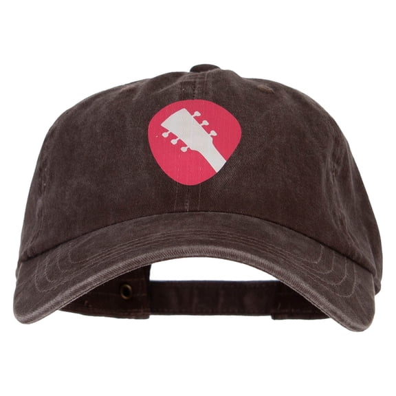Guitar Pick Heat Transfer Unstructured Cotton Cap - Brown OSFM