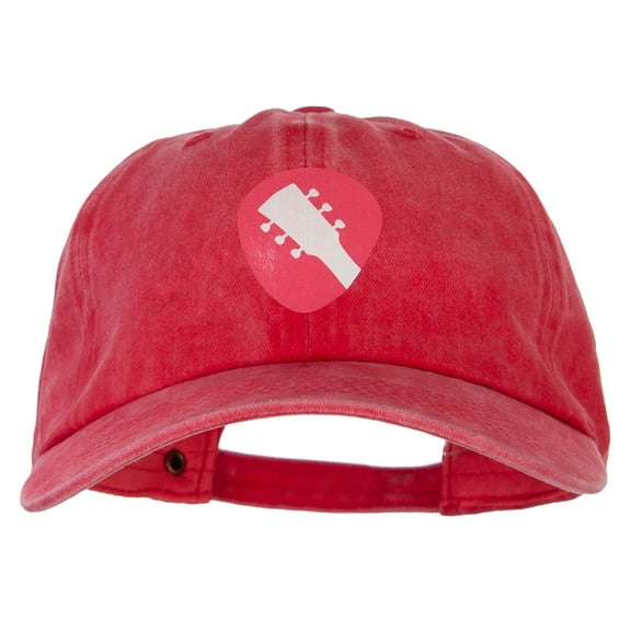 Guitar Pick Heat Transfer Unstructured Cotton Cap - Red OSFM