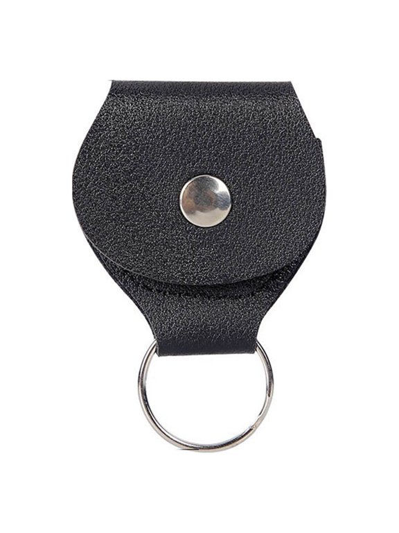 Guitar Pick Holder, Black PU Leather, 1 Pack with Keychain, for Guitar Players Carrying Guitar Picks