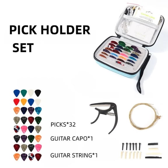 Guitar Pick Holder Case Compatible for All Size Picks Storage Pouch Box-Bag  Faux Leather MUSICAL INSTRUMENT Guitar Accessories