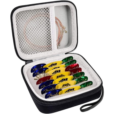 Guitar Pick Holder Case for Fender/ D'Addario/ ChromaCast/ JIM DUNLOP/ UNLP Musical Instrument, All Size Picks Storage Pouch Box (Black Case Only)