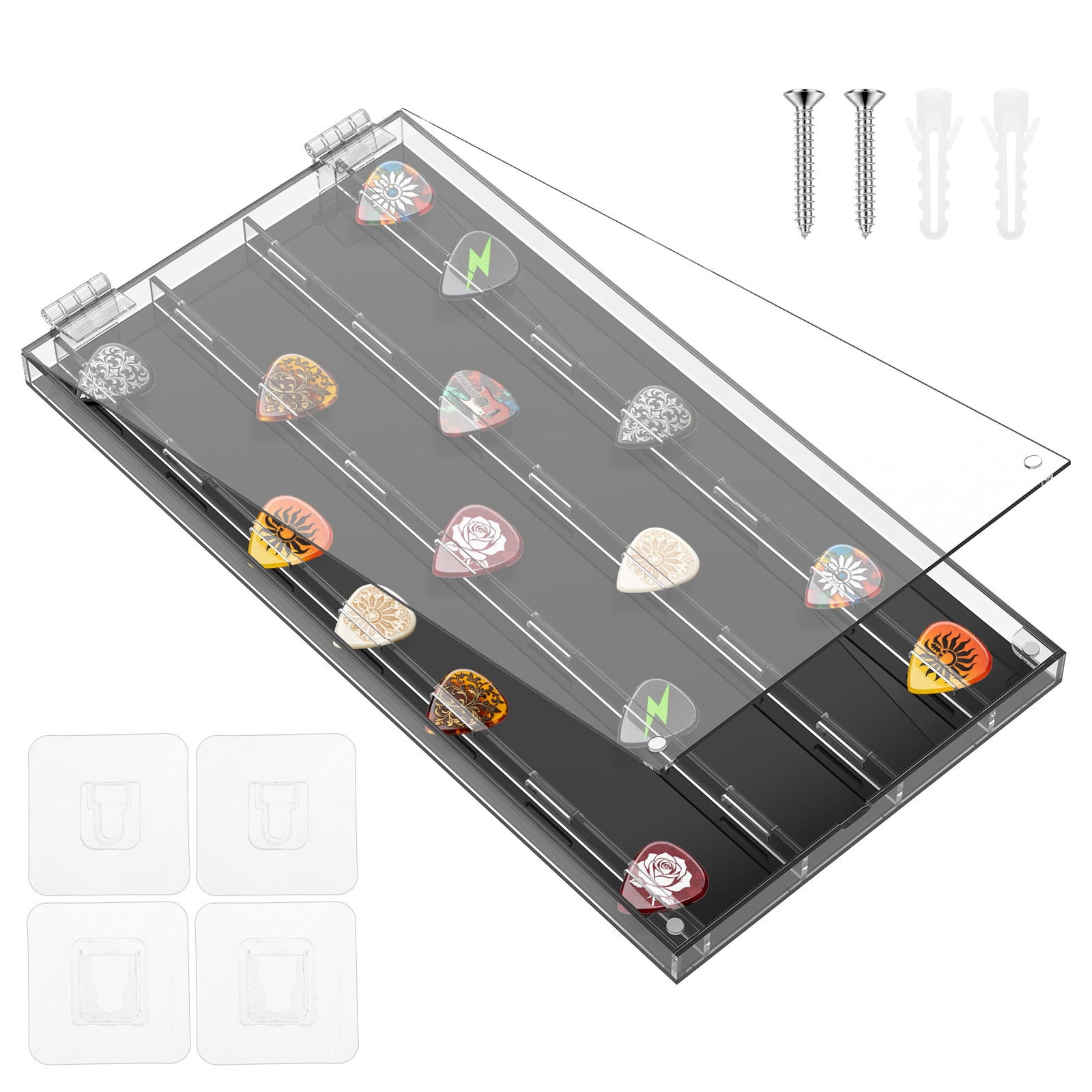 Guitar Pick Holder Display Case with 28 Slots Acrylic Display Rack Organizer for Men Music Lovers Players Guitarist
