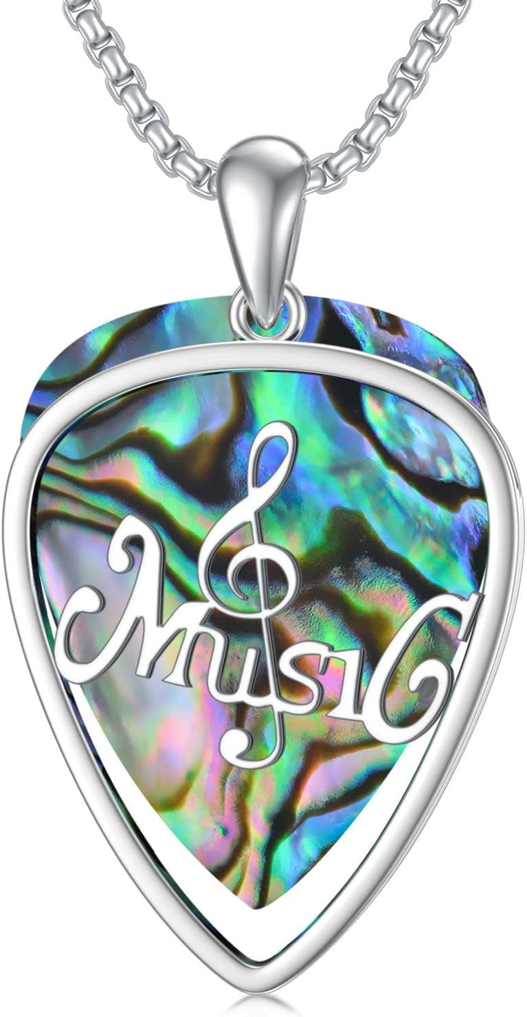 Guitar Pick Holder Necklace Sterling Silver Personalized Soundwave Guitar Pick Pendant Holder Christmas Musicians Gift for Guitar Lovers Music Lovers