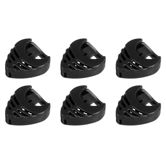 Guitar Pick Holder Plastic Heart-Shaped Black for Guitar, Bass, Ukulele with Adhesive Back and Spring Pack of 6