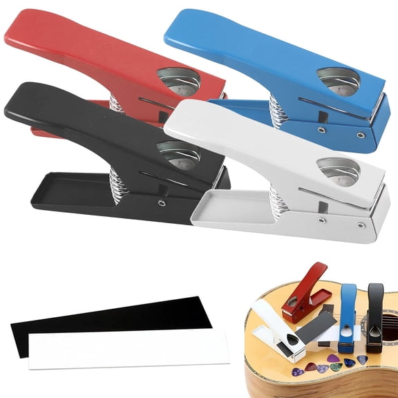 Guitar Pick Hole Puncher, Adjustable Size Multifunctional Portable Guitar Pick Cutter Maker with Metal and Plastic for DIY Custom of Different Shapes and Sizes (Red)