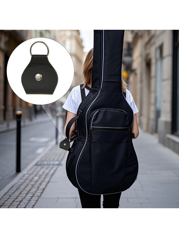 Guitar Pick Keychain, Wuztai Leather Guitar Pick Holders Keychain, 2.76 Inch Coin Quarter Holders Keychain Black Brown Khaki