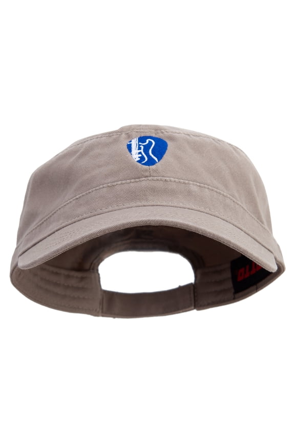 Guitar Pick Logo Embroidered Garment Washed Adjustable Army Cap - Dk Khaki OSFM