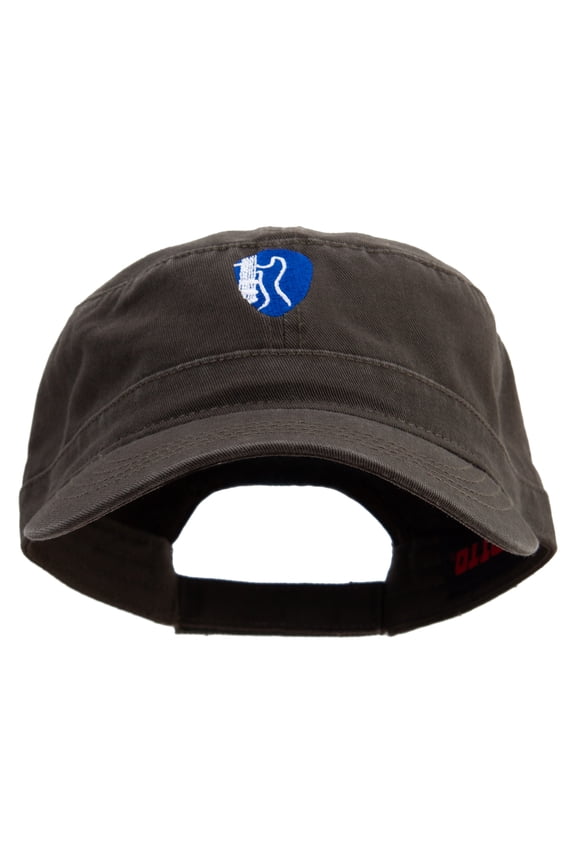 Guitar Pick Logo Embroidered Garment Washed Adjustable Army Cap - Dk Olive Green OSFM