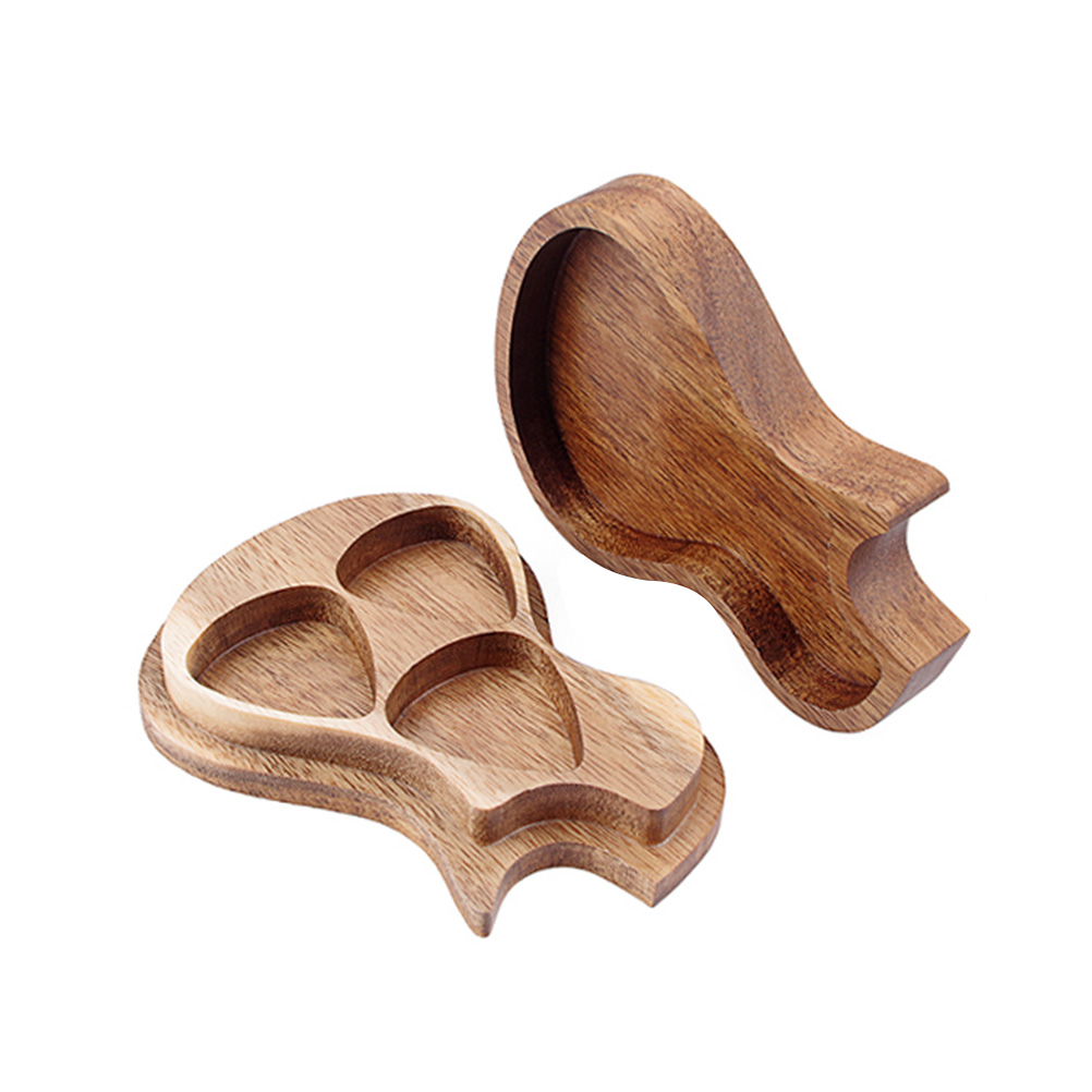 Guitar Pick Organizer Storage Holder Wooden Case Electric Bass Guitars