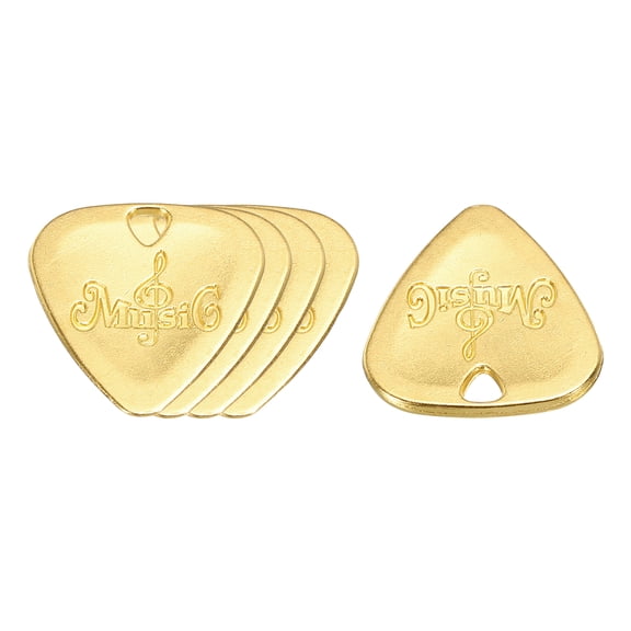 Guitar Picks 2mm Metal Gold Tone for Guitar Musical Instrument Pack of 5