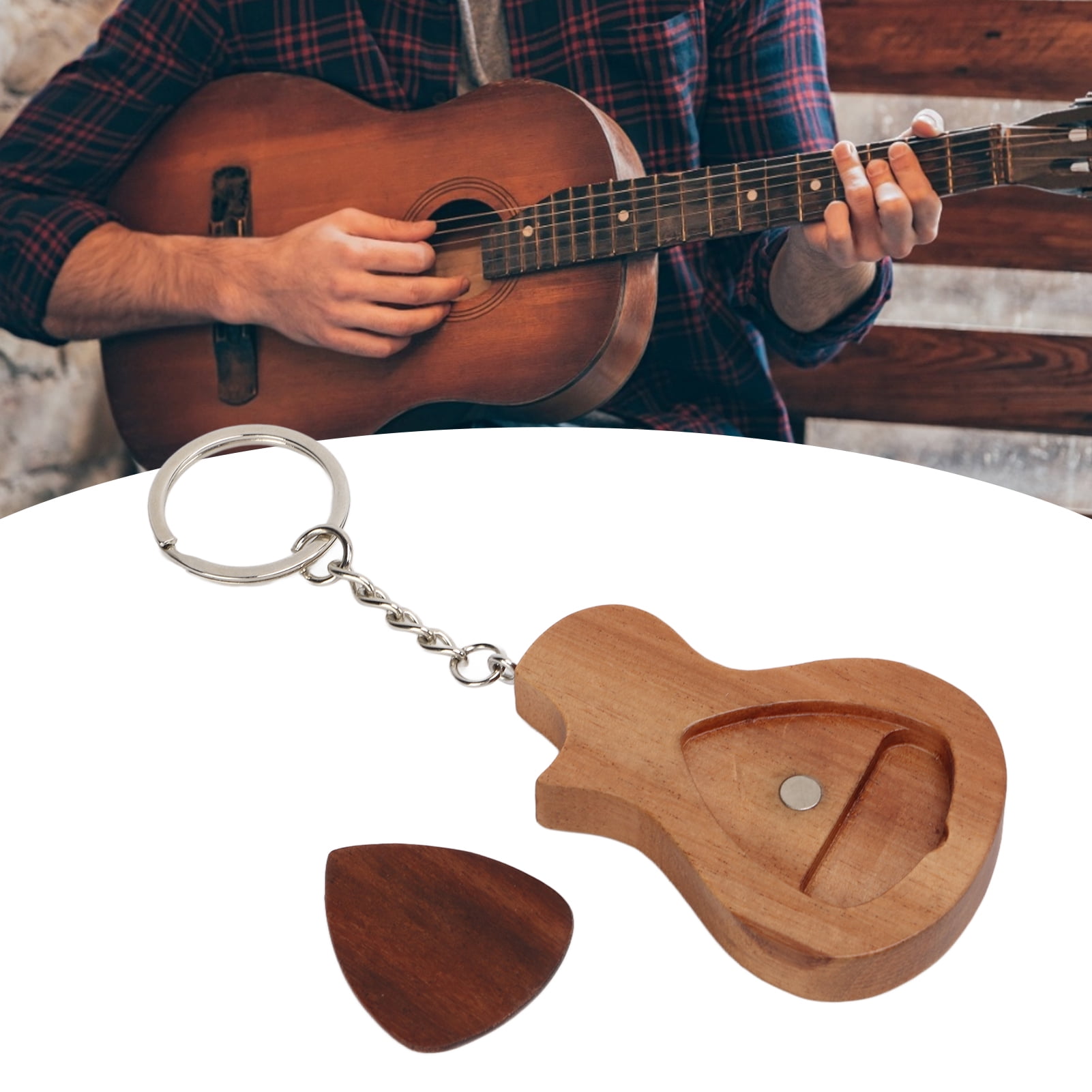 Guitar Picks, Guitar Pick Holder, Wood Durable Adopt Special Arc Design