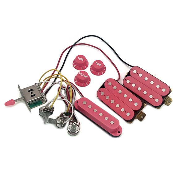 Guitar Pickup Routing Harness Set, HSH Configuration, 5-Way Selector Lever, 2 Tone 1 Main Knob Layout, 500K Potentiometers, 6.35 mm Output Connection, Build Replacement
