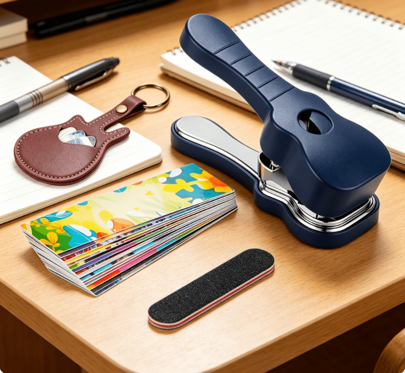 Guitar Player DIY Pick Maker Kit, Custom Punch Tool with Leather Holder & Smoothing File, Handmade Personalized Guitar Pick Set