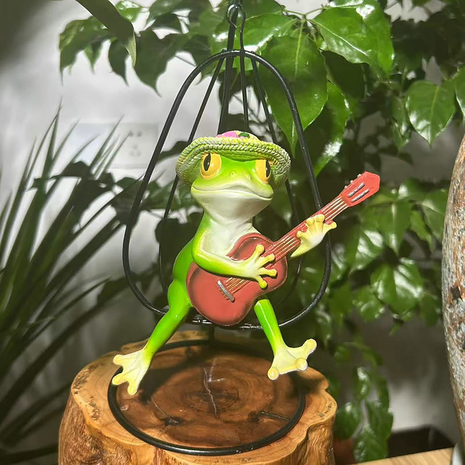 Large Toad Statue Guitar Player Frog Figurine Frog Playing Guitar in Swing Chair Ornament ...
