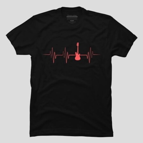 Guitar Player Heartbeat Funny Music Gift, H45120 Unisex T-Shirt, Up to 5XL Available