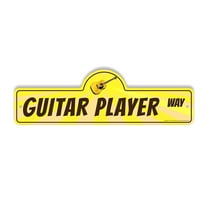 Guitar Player Plastic Street Sign - 6 Inch X 18 Inch Gift Music Instrument Band Performer Strings Acoustic Electric Rock Solo Jazz