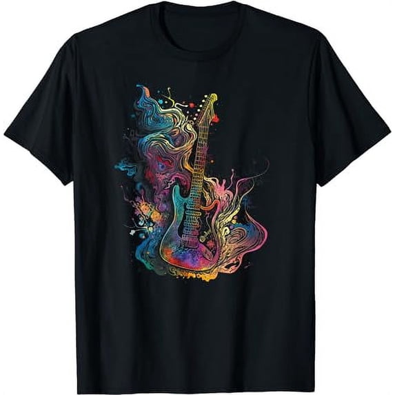 Guitar Player Psychedelic Guitar Watercolor Dream T-Shirt