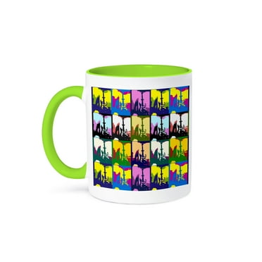 3dRose, Guitar Pop Art, 11oz Two-Tone Green Mug