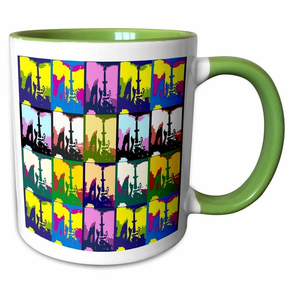 3drose, Guitar Pop Art, 11oz Two-tone Green Mug