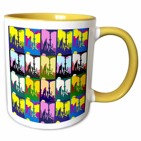 3drose, Guitar Pop Art, 15oz Two-tone Yellow Mug