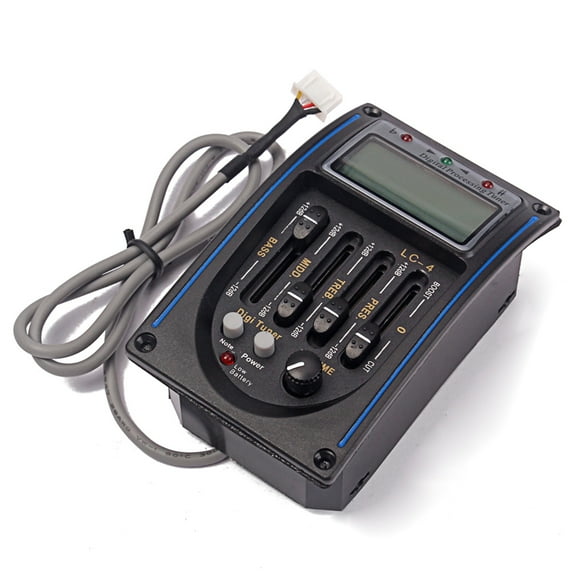 Guitar Preamp 4 Bands EQ Equalizer Pickup Amplifier Guitarra Preamp Piezo Pickup with Digital Tuner Guitar Parts Accessories (Black)