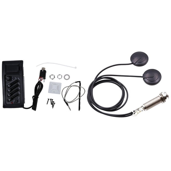 Guitar Preamp Amplifier & 21-INCHES Wire Length 1/4 Inch Output Jack 2 in 1 Piezo Pickup Disc Transducer