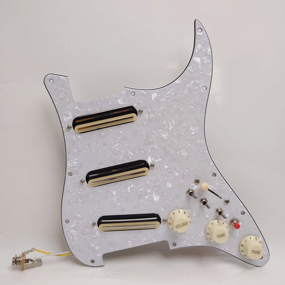 SSS Guitar Prewired Loaded Pickguard, with 3 Dual Rail Mini Humbucker Pickups, Coil Split Switches, for Fender Strat Guitar