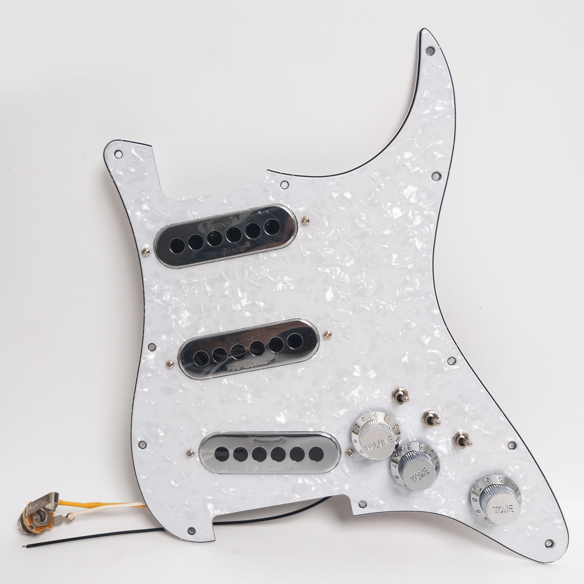 Guitar Prewired Loaded Pickguard, with SSS Burns Tri Sonic Single Alnico 5 pickups For Fender Strat Guitar