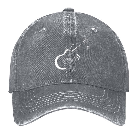 Guitar Print Vintage Wash Dad Hat Adjustable Curved Brim Baseball Cap,Casual Outdoor Sports Fishing Cap for Men and Women
