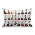 thumbnail image 1 of Guitar Quilted Pillowcover, Musical Instruments Set Pattern Various Acoustic Bass Making Music, Standard King Size Accent Pillow Cover for Bedroom, 36" x 20", Vermilion Black White, by Ambesonne, 1 of 1