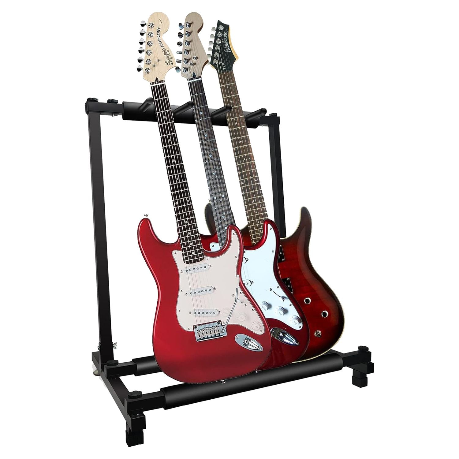 Guitar Rack 3 Slot Multi Guitar Stand Triple Display Floor Stand Safe Storage Foldable Portable for Electric Acoustic Flying V Guitars - GRack 3N1