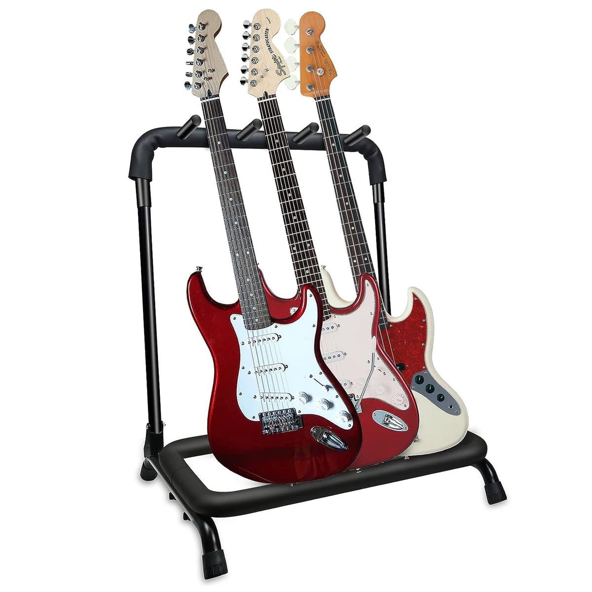 Guitar Rack 3 Slot Multi Guitar Stand Triple Display Floor Stand Safe Storage Foldable Portable for Electric Acoustic Flying V Guitars - GRack 3N1