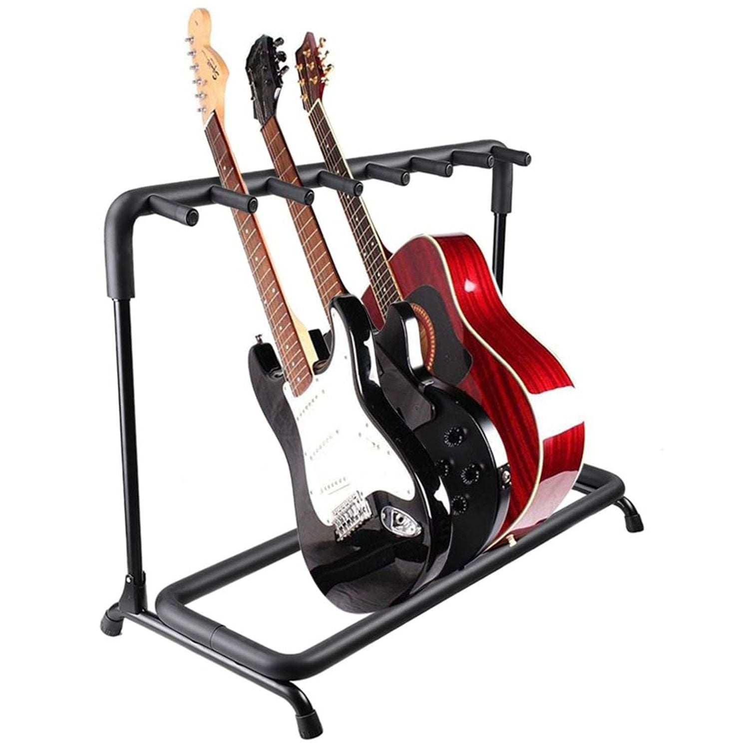 Guitar Rack 7 Slot Multi Guitar Stand Seven Display Floor Stand Safe Storage Foldable Portable for Electric Acoustic Flying V Guitars - GRack 7N1