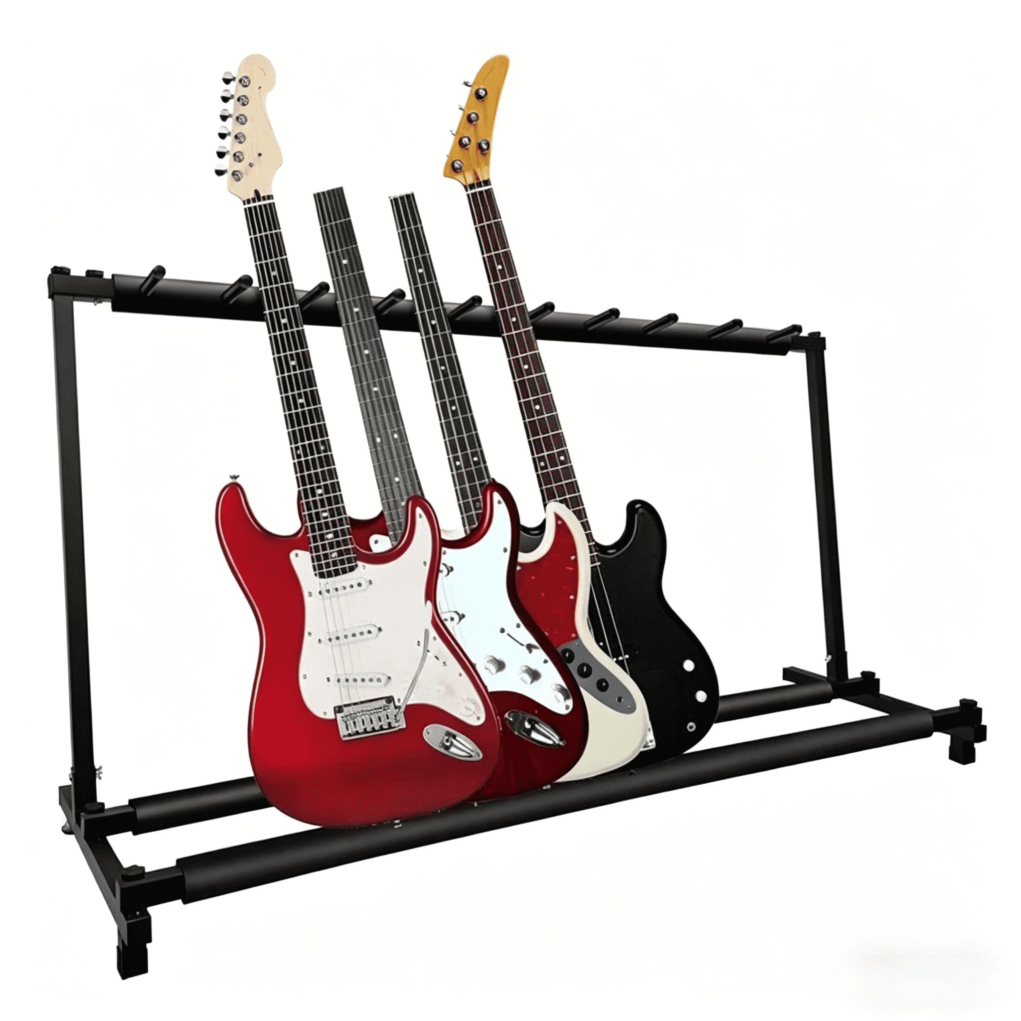 Guitar Rack 9 Slot Multi Guitar Stand Nine Display Floor Stand Safe Storage Foldable Portable for Electric Acoustic Flying V Guitars