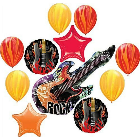 Guitar Rock On Rock Star Birthday Balloon Bouquet Decorations