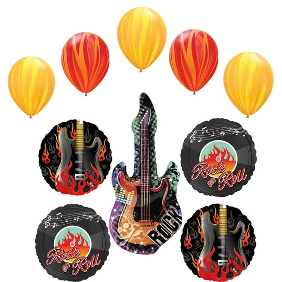 Guitar Rock and Roll Hero Birthday Balloon Bouquet Decorations