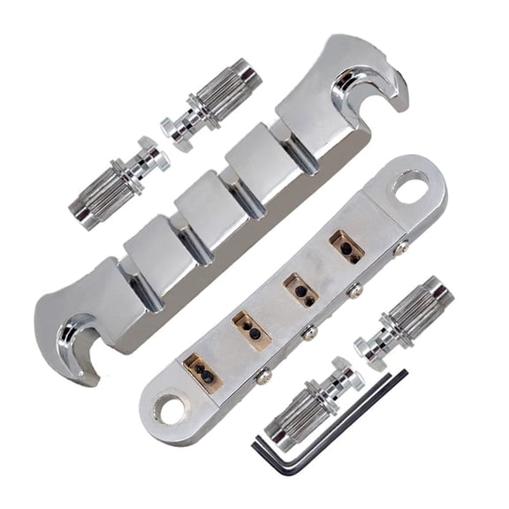 Guitar Roller Bridge with Studs,Allen Wrench Replacement Electric Guitar Part Accessory for LP 4-String Guitar