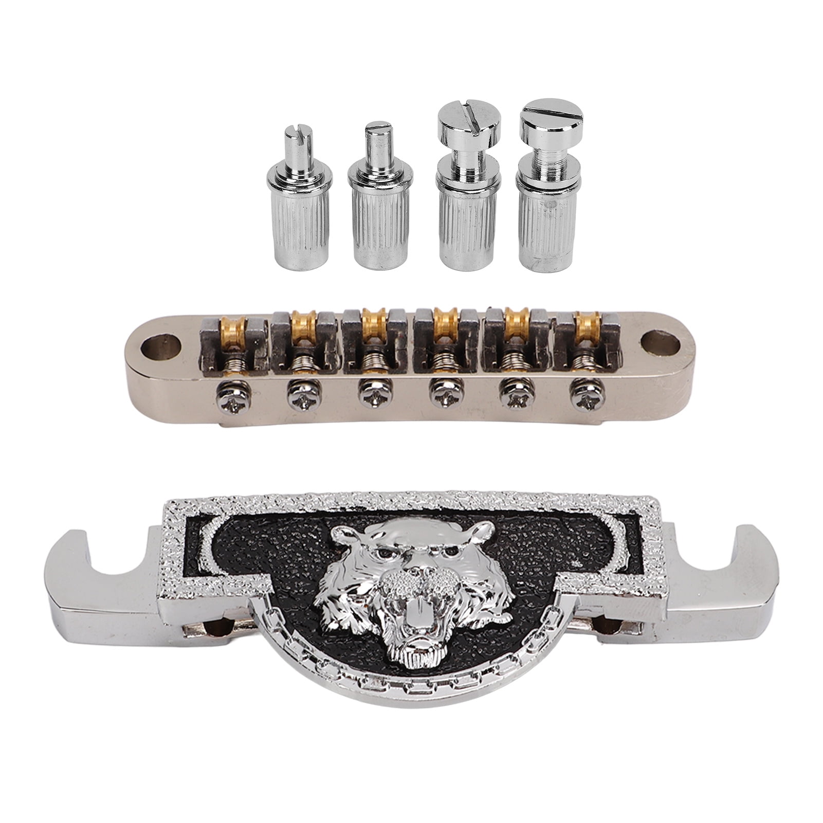Guitar Roller Saddle Bridge Metal Tiger Silver Decorative Electric