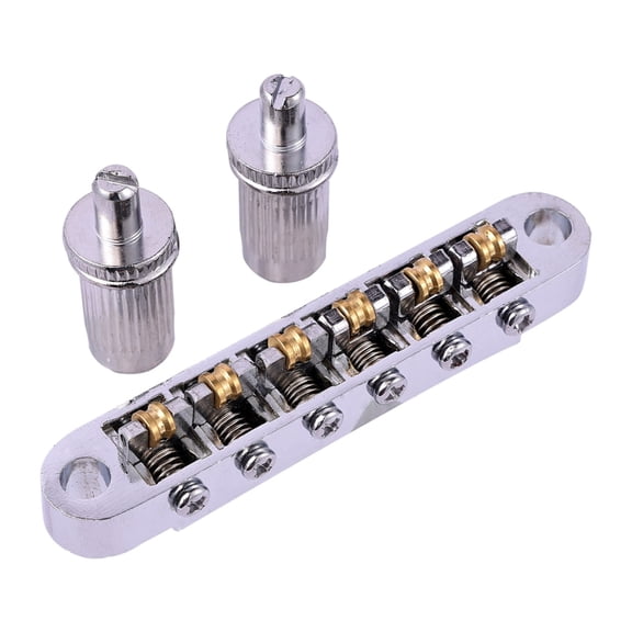 Guitar Roller Saddle Bridge Tune O-Matic Bridges with Post Hole 6.3mm Replacement Set for Most 6 String Electric Guitars